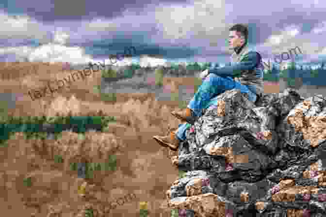 A Hiker Sits On A Rock, Gazing Out At A Peaceful Forest Scene, Lost In Contemplation. Hiking Through: One Man S Journey To Peace And Freedom On The Appalachian Trail