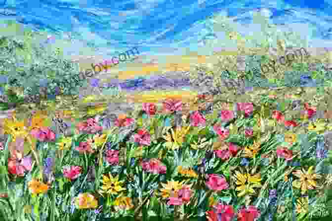 An Enchanting Oil Painting Featuring A Vibrant Field Of Wildflowers In Full Bloom, With Butterflies Dancing In The Warm Sunlight. Paintings By My Mom: Artwork By Carol MacLeod